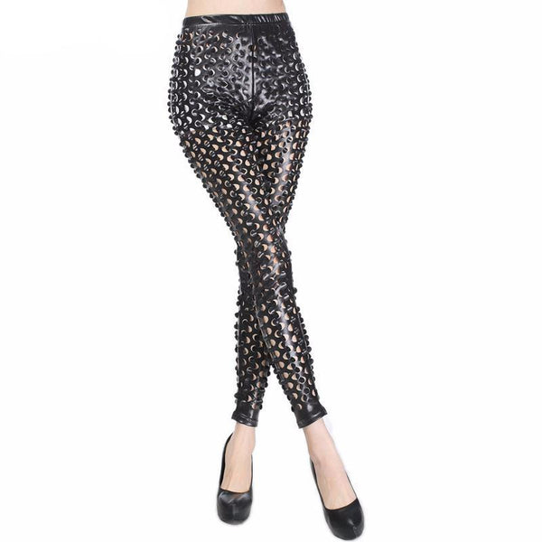 Gothic Bright Leather Elastic Leggings